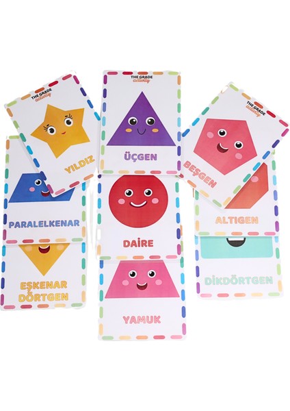 The Grade 1 Yaş - 4 Yaş Şekiller Kartları Eğlenceli ve Eğitici Set (12 Sayfa-A5 Boyutunda)