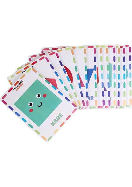 The Grade 1 Yaş - 4 Yaş Şekiller Kartları Eğlenceli ve Eğitici Set (12 Sayfa-A5 Boyutunda)