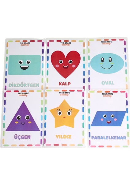 The Grade 1 Yaş - 4 Yaş Şekiller Kartları Eğlenceli ve Eğitici Set (12 Sayfa-A5 Boyutunda)