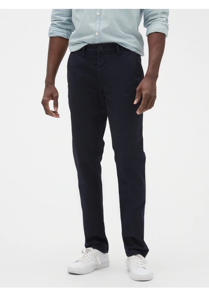 Erkek Koyu Lacivert Slim Fit Gap Flex Khaki Pantolon