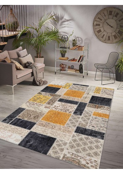 Dijital Baskılı Yıkanabilir Kaymaz Taban Salon ve Oturma Odası Halısı 6120H