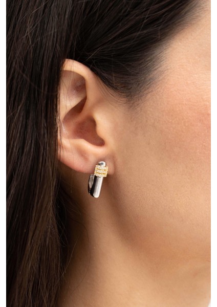 Dikdörtgen Taşlı Plaka Rodyumlu Gümüş Küpe 7172 modelleri