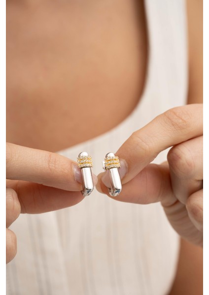 Dikdörtgen Taşlı Plaka Rodyumlu Gümüş Küpe 7172 indirimleri