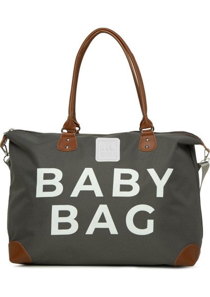 Gri Baby Bag Baskılı Garnili Anne Bebek Çantası