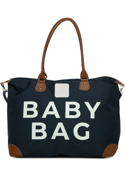 Lacivert Baby Bag Baskılı Garnili Anne Bebek Çantası