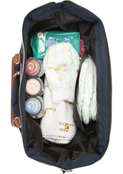Lacivert Baby Bag Baskılı Garnili Anne Bebek Çantası fırsatları