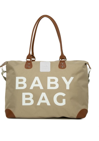 Gri Baby Bag Baskılı Garnili Anne Bebek Çantası