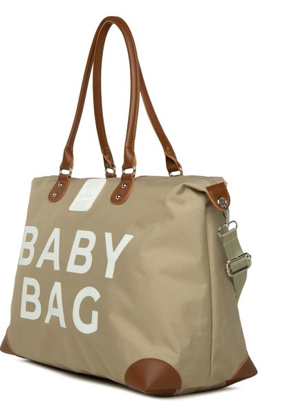 Gri Baby Bag Baskılı Garnili Anne Bebek Çantası