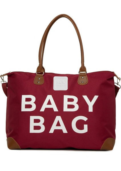 Bordo Baby Bag Baskılı Garnili Anne Bebek Çantası