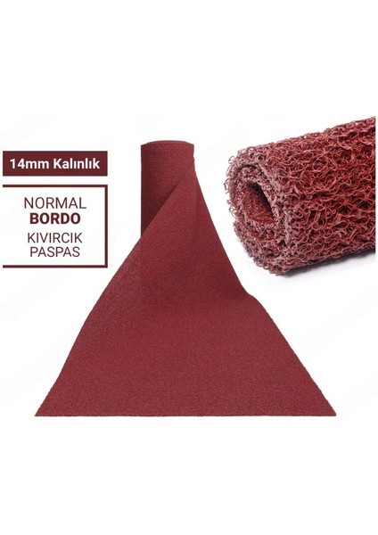 120 x 1100 cm Bordo Kıvırcık Paspas-Halı Kaymaz Yolluk Lidya 14MM