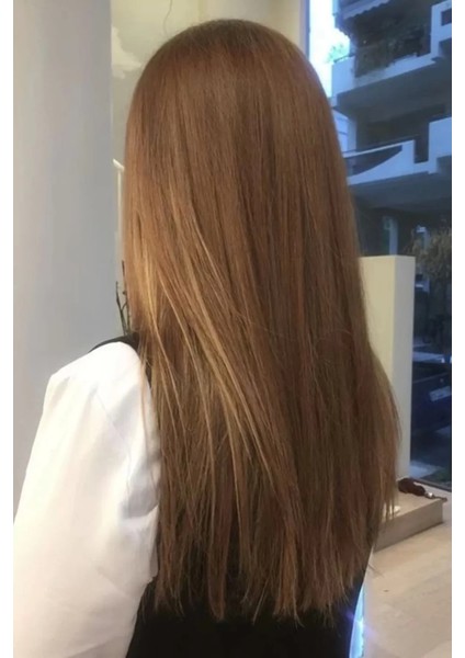 Fındık Kahverengi Düz Çıtçıtlı Saç Postiş Takma Saç 60 cm 110GR Isıya Dayanıklı Yarımay