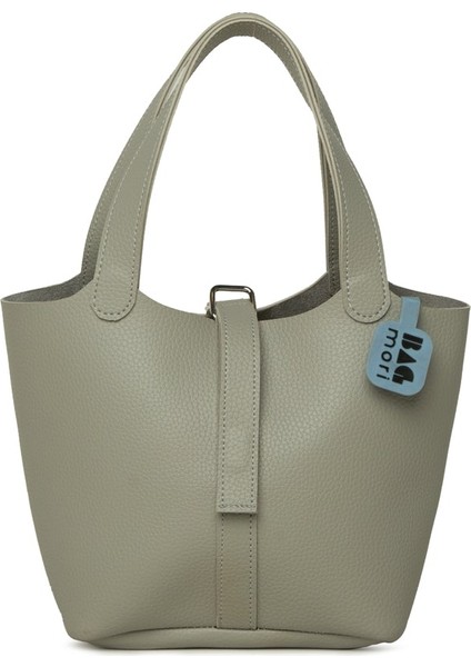 Gri Dokulu El Tutmalı Çanta