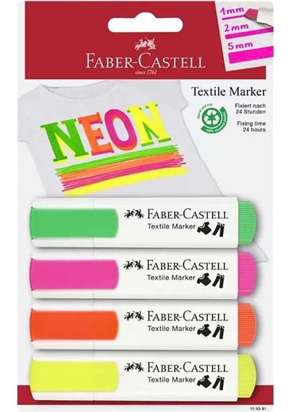 Tekstil Markörü Neon Renk 4’lü