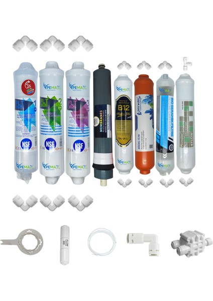 Pws Kapalı Kasa Su Arıtma Uygun Sertifikalı 8lı Platinum Mebran Purefer+B12 Alkali+Mineral+Detox Set