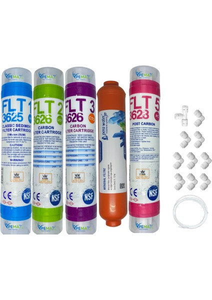 Pws Kapalı Kasa Su Arıtma Cihazları İçin Sertifikalı 5li Mebransız 12 Inç Tatlandırıcılı+Mineral Set