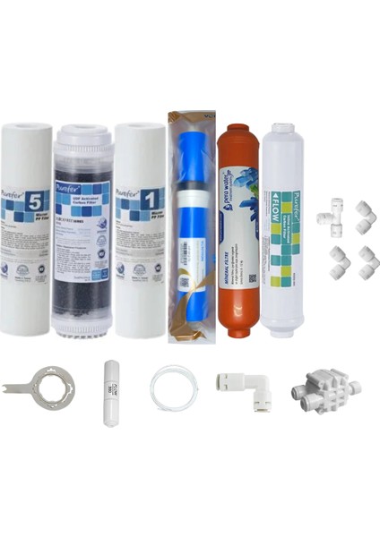 Purefer Açık Kasa Çif Sedimentli Sertifikalı 6 lı Vontron Helixfil Yüksek Tds Mebran Mineralli
