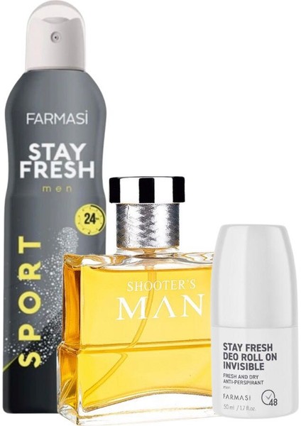 Shooter's Man Erkek Parfüm 100 ml Stay Fresh Deodorant Stay Fresh Deo Roll On