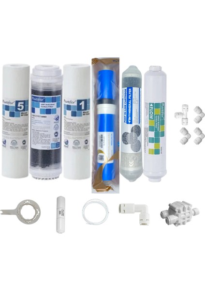 Purefer Açık Kasa Çift Sedimentli Sertifikalı 6 lı Vontron Helixfil Yüksek Tds Mebran 4lü Mineral