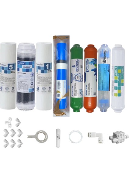 Purefer Açık Kasa Çift Sediment Sertifikalı 8li Vontron Helixfil Yüksek Mebran Mineral+Alkali+Detox