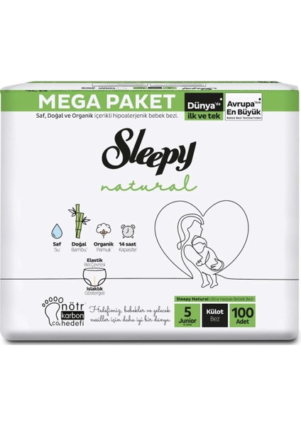 Sleepy Natural Külot Bez Mega Paket 5 Beden 11-18 kg 100 Adet fiyatları