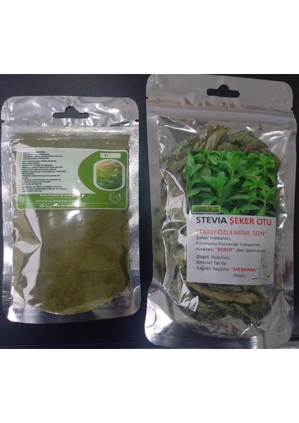 Şeker Otu Kullanıma Hazır 50 gr Yaprak Ve 50 gr Yeşil Toz