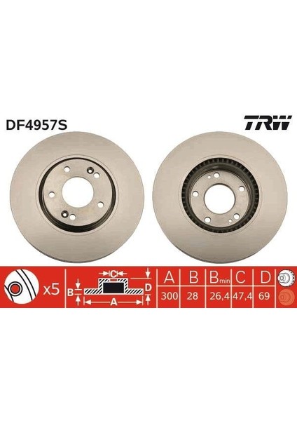 Ön Fren Aynası Adet Grandeur 11 I30 08-12 Ceed 12 Soul 14