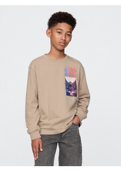 Erkek Çocuk Bej Star Wars Grafikli T-Shirt