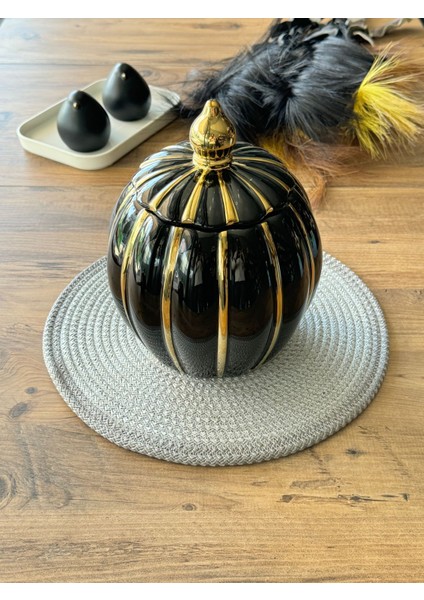 Pumpkin Vakum Kapaklı Kavanoz Seti 3'lü Siyah Gold modelleri