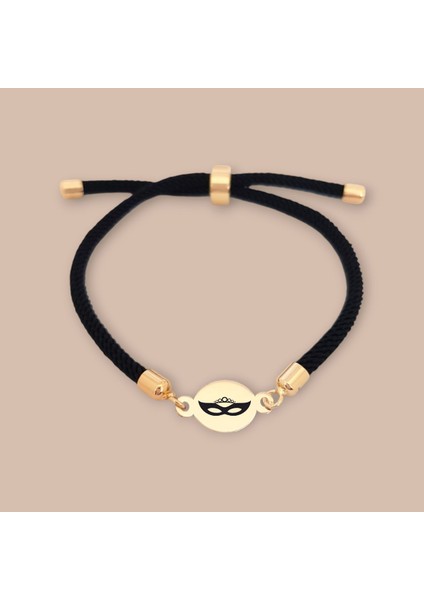 14 Ayar Plakalı Altın Yuvarlak Figürlü Balmaske Bilekliği, Gençler ve Ergenler İçin ve Şık Bir Hediye Olarak Öne Çıkar!