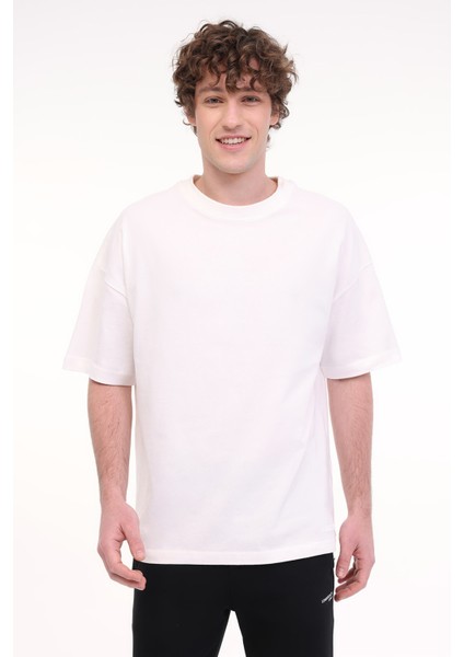 MB Ros 11HS113 5fx Kırık Beyaz Erkek Kısa Kol T-Shirt