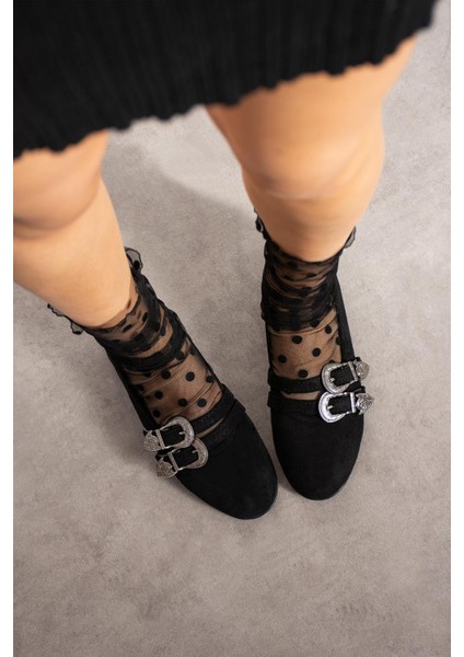 Lord Kadın Babet Çift Bantlı Tokalı Siyah Süet fiyatları