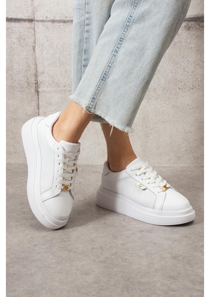 Benrry Kadın Sneakers Bağcıklı Spor Ayakkabı Beyaz Deri fiyatları