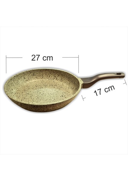 27CM Büyük Bakalit Kulp Yanmaz Yapışmaz Granit Yüzey Ağır Alaşım Döküm Tava