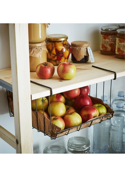 2 Adet Asılabilir Mutfak Dolap Içi Tel Sepet 31X30X18 cm Ikea 2'li Set Metal Raf Içi Organizer Gri Düzenleyici fırsatları
