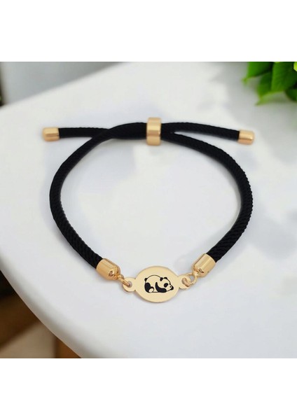 Altın Plakalı 14 Ayar Yuvarlak Figürlü Panda Bilekliği, Sevimliliği ve Barışçıl Doğasıyla, Gençler ve Ergenler İçin Bir Hediye!