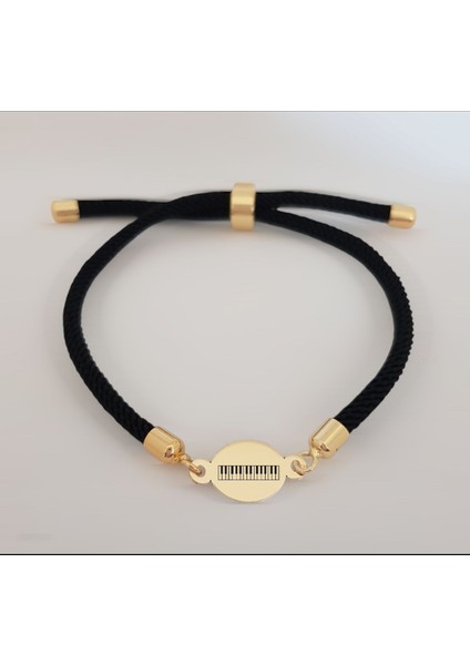 14 Ayar Altın Plakalı Yuvarlak Figürlü Piyano Bilekliği, Müziğin Evrensel Sembolüdür, Gençler ile Ergenler İçin Yaratıcı Bir Hediye!