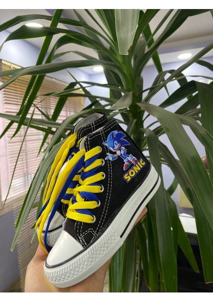 Sonic Baskılı Desenli Siyah Uzun Keten Çocuk Spor Ayakkabı Sneaker fırsatları