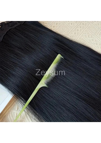 Siyah Düz Saç 3 Parça Çıtçıtlı Postiş Takma Saç 60 cm 135 gr Isıya Dayanıklı Yarımay ve Yanlar fırsatları