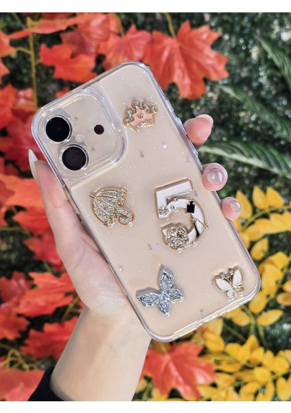 Apple iPhone 16 Plus Uyumlu 3D Karakterli Taşlı ve Simli Işlemeli Çift Katman Koruyucu Telefon Kılıfı