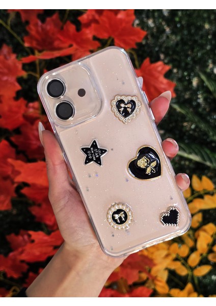 Apple iPhone 16 Plus Uyumlu 3D Karakterli Taşlı ve Simli Işlemeli Çift Katman Koruyucu Telefon Kılıfı