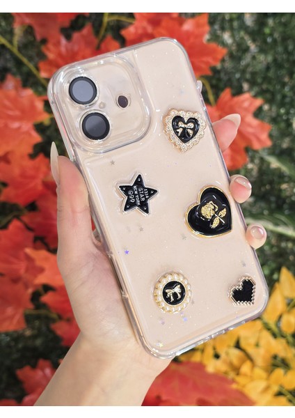 Apple iPhone 16 Plus Uyumlu 3D Karakterli Taşlı ve Simli Işlemeli Çift Katman Koruyucu Telefon Kılıfı