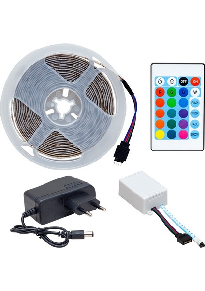 Silikonsuz 5 Metre Rgb Şerit LED Animasyon Devreli + Adaptör