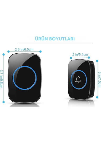 Kablosuz Kapı Zili Logosuz Tasarım Uzaktan Kumandalı Led Işıklı - 2 Buton 1 Zil (Beyaz) indirimleri