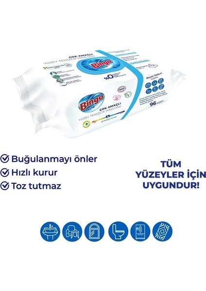 Nessiworld Bingo Yüzey Temizlik Havlusu 96 Adet Beyaz Sabun