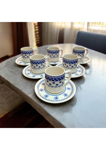 6 Kişilik Fincan Takımı Blue Star Desen