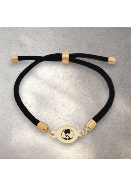 Altın Plakalı 14 Ayar Yuvarlak Figürlü Mustafa Kemal Atatürk Bilekliği, Gençler ve Ergenler İçin Şahane Bir Hediye!