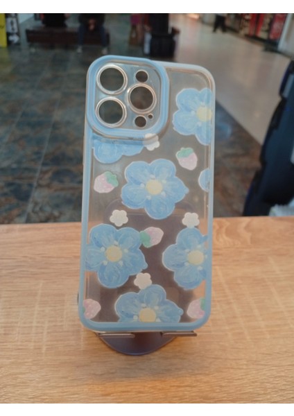 Apple iPhone 14 Pro Max Uyumlu Mavi Papatya Kılıf Şeffaf Kamera Korumalı Kapak fiyatları