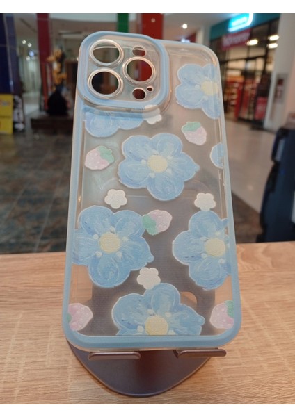 Apple iPhone 14 Pro Max Uyumlu Mavi Papatya Kılıf Şeffaf Kamera Korumalı Kapak fırsatları