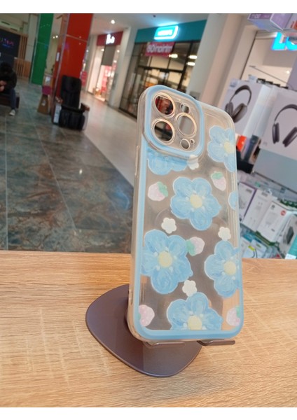 Apple iPhone 14 Pro Max Uyumlu Mavi Papatya Kılıf Şeffaf Kamera Korumalı Kapak indirimleri