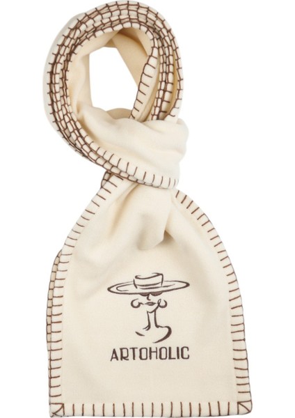 Artoholic Krem Polar Nakışlı Atkı